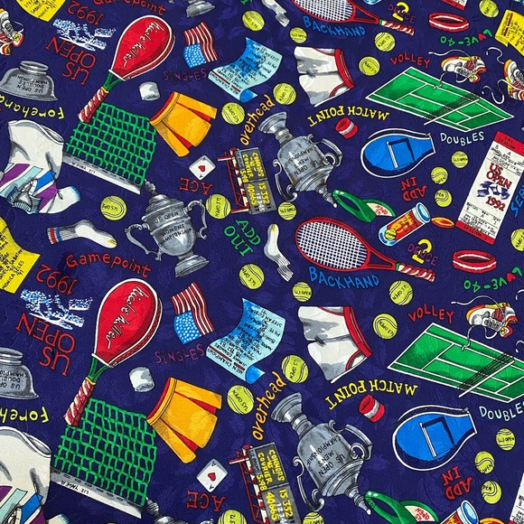 Vintage Nicole Miller Silk Scarf 42" US Open Tennis Collectible 1992 Rare - Picture 9 of 16